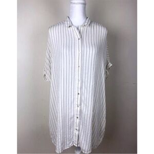 Zara Basic White and Black Striped Shirt